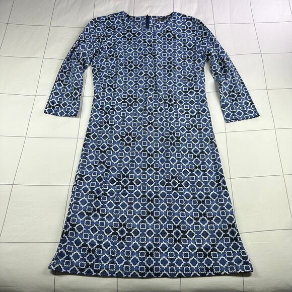 J. McLaughlin Dress Womens Small Blue Sophia Geometric Shift Catalina Cloth Work - Picture 1 of 9
